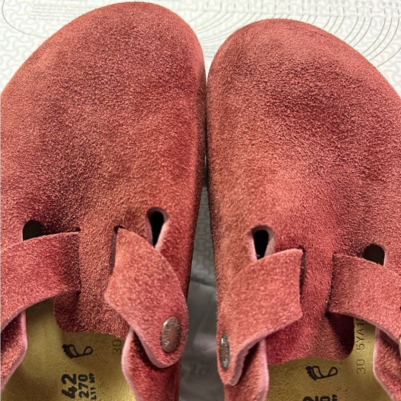 Birkenstock Boston Suede Maroon Burgundy Clogs Mens 9 Womens 11 EU 42 NEW W Box - Picture 3 of 11